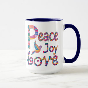 Niedliche farbenfrohe Peace Liebe Freuen Sie sich  Tasse