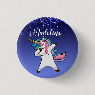 Niedliche Farbenfrohe Personalisierte Einhorn Button
