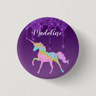Niedliche Farbenfrohe Personalisierte Einhorn Button