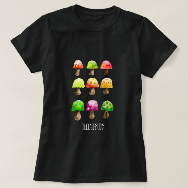 Niedliche farbenfrohe Pilze T - Shirt (Design vorne)