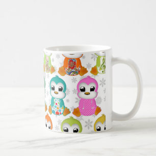 Niedliche, farbenfrohe Pinguine Blume Kaffeetasse