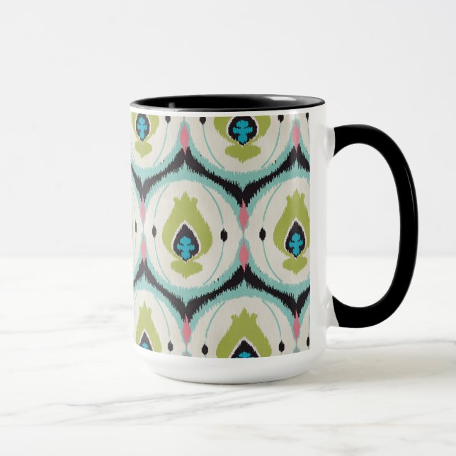 Niedliche, farbenfrohe Pink-Minze-Kat-Stammmuster Tasse (Rechts)