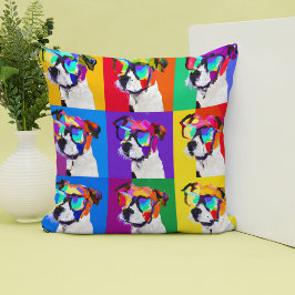 Niedliche Farbenfrohe Pop Art Jack Russell Kissen