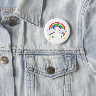 Niedliche Farbenfrohe Regenbogen Hörner Klingt Gay Button
