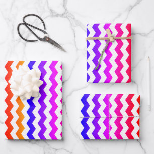 Niedliche Farbenfrohe Regenbogen Ombre und weißes  Geschenkpapier Set