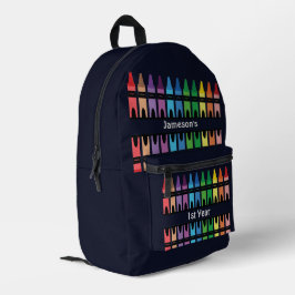 Niedliche farbenfrohe Regenbogenknarre Personalisi Bedruckter Rucksack