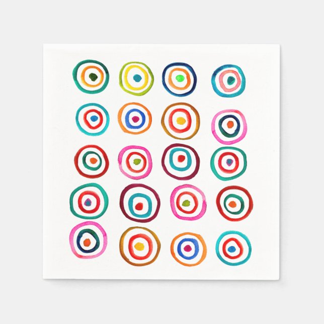 Niedliche farbenfrohe Regenbogenzirkel Serviette (Vorderseite)