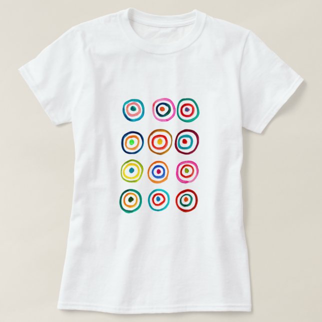 Niedliche farbenfrohe Regenbogenzirkel T-Shirt (Design vorne)