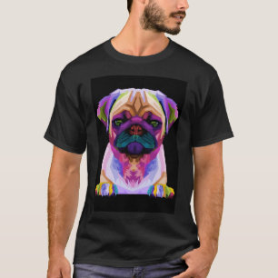 Niedliche Farbenfrohe Retro Pop Art Mops Klassisch T-Shirt