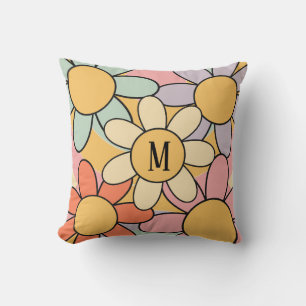 Niedliche farbenfrohe Retrostil-Blume Kissen