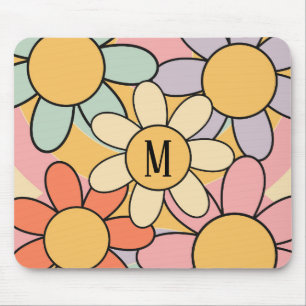 Niedliche farbenfrohe Retrostil-Blume Mousepad