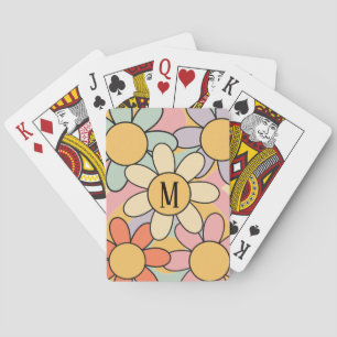 Niedliche farbenfrohe Retrostil-Blume Spielkarten