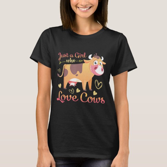 Niedliche, farbenfrohe rosa Herzkühe T-Shirt (Vorderseite)