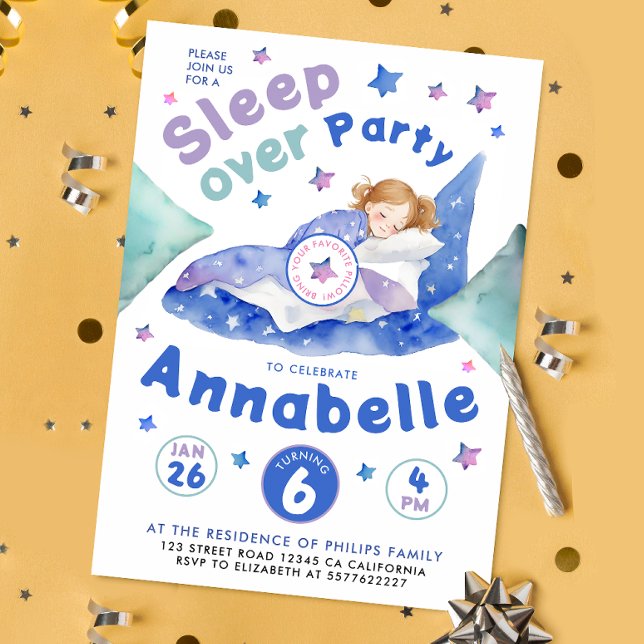 Niedliche Farbenfrohe Sleepover Slumber Pajama Was Einladung (Von Creator hochgeladen)
