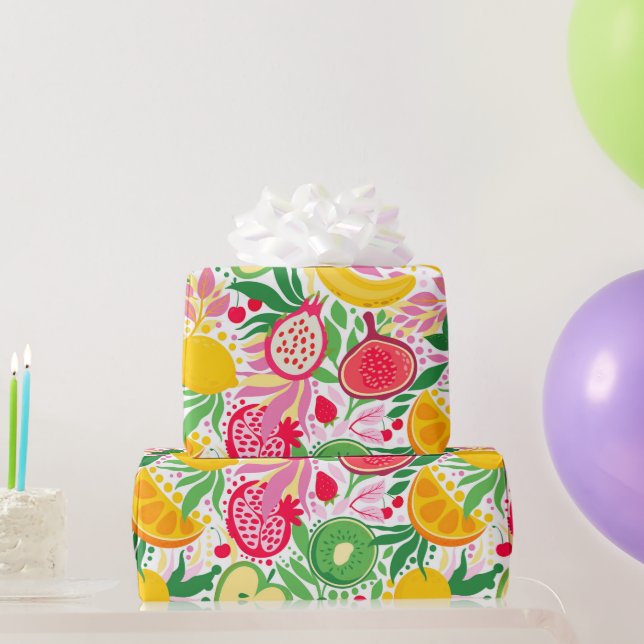 Niedliche Farbenfrohe Sommertropische Fruchtsäfte  Geschenkpapier (Partygeschenke)