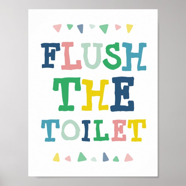 Niedliche Farbenfrohe Spülen der Toilette Spaß Kin Poster (Vorne)