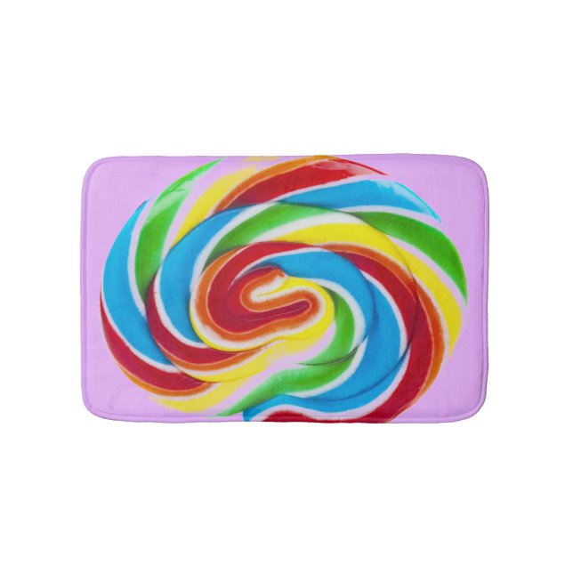 Niedliche Farbenfrohe süße Candy Rainbow Lollipop Badematte (Vorderseite)