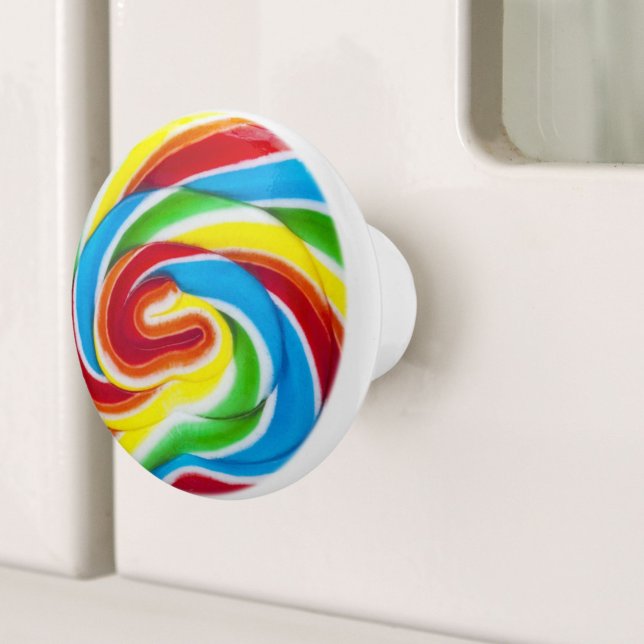Niedliche Farbenfrohe süße Candy Rainbow Lollipop Keramikknauf (Cute Colorful Sweet Candy Rainbow Lollipop Ceramic Knob)