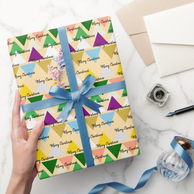 Niedliche Farbenfrohe Weihnachts-Script-Typografie Geschenkpapier (Schenken)