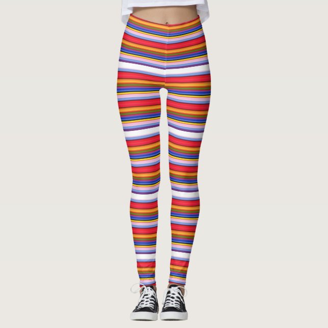 Niedliche, farbenfrohe Zauberstreifen Leggings (Vorderseite)