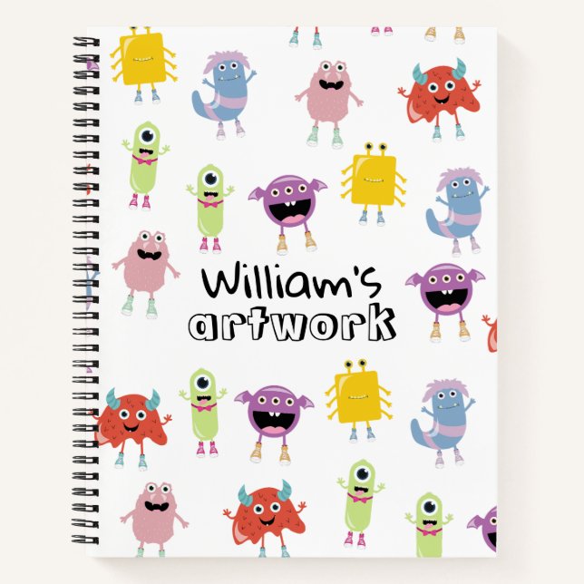 Niedliche Farbenspiel Monster Funny Kids Art Sketc Notizbuch (Vorderseite)