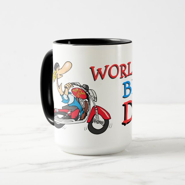 Niedliche Farbenwelt Bester Biker Vater Tasse (Vorderseite Links)
