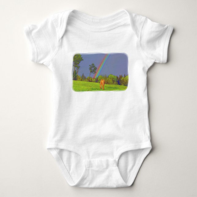 Niedliche Farbgestaltung für Pferde und Regenbogen Baby Strampler (Vorderseite)