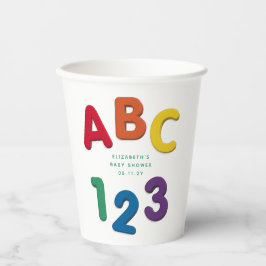 Niedliche farbige ABC 123-neutrale Babydusche Pappbecher