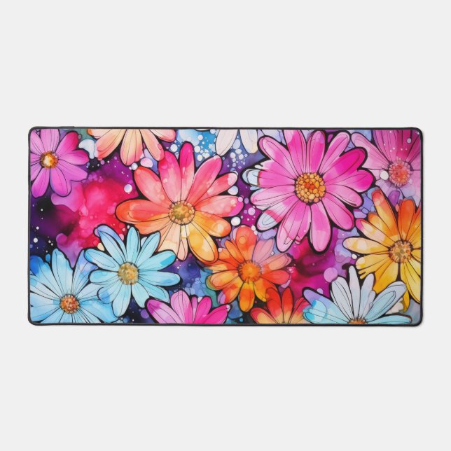 Niedliche Farbige Abstrakte Blume Illustration Schreibtischunterlage (Vorderseite)
