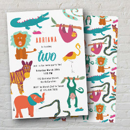 Niedliche Farbige Abstrakte Tiere Kindergeburtstag Einladung