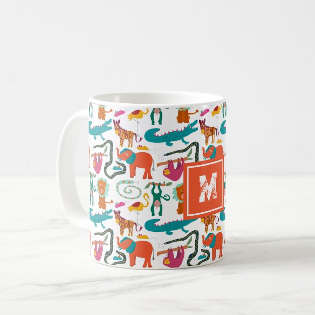 Niedliche Farbige Abstrakte Tiere Kindermuster Kaffeetasse (Vorderseite Links)