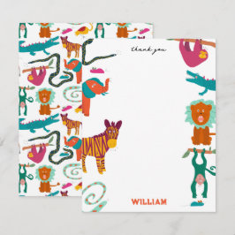 Niedliche Farbige Abstrakte Tiere Name der Kinder Dankeskarte