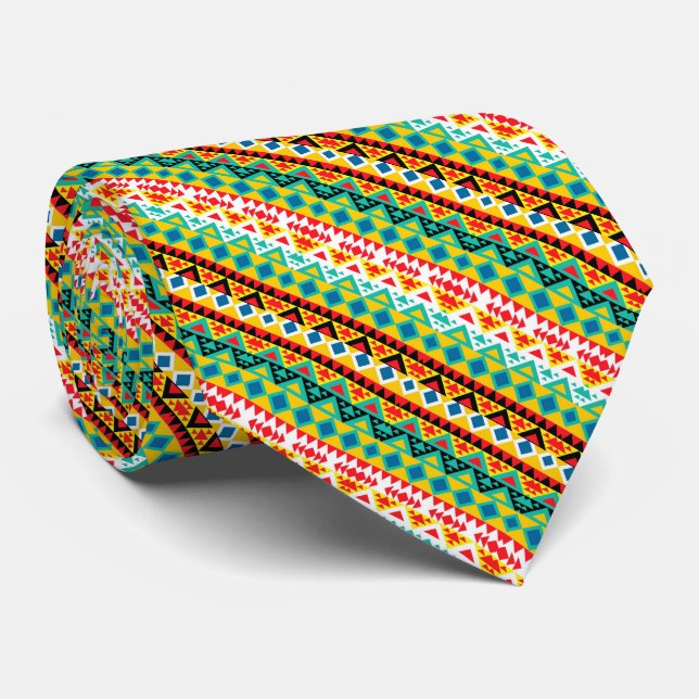 Niedliche, farbige Aztec-Muster Krawatte (Gerollt)