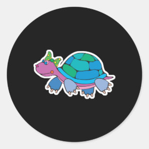 niedliche, farbige Babyschildkröte Runder Aufkleber