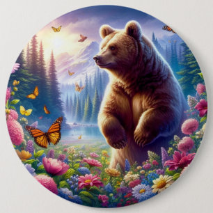 Niedliche, farbige Bären und Schmetterlinge Button