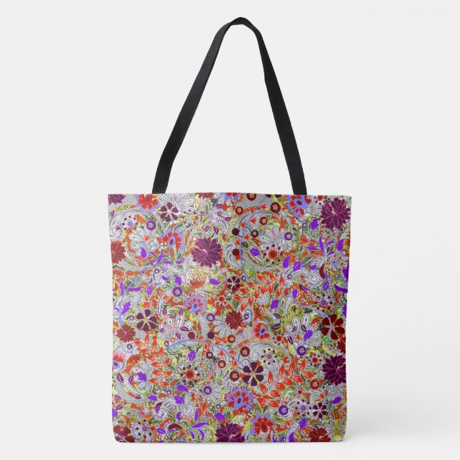 Niedliche farbige Blume Collage Design Tasche (Vorderseite)