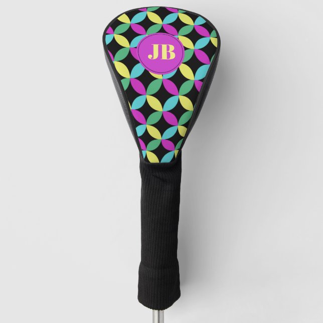 Niedliche farbige Blume Muster Costum Initial  Golf Headcover (Vorderseite)