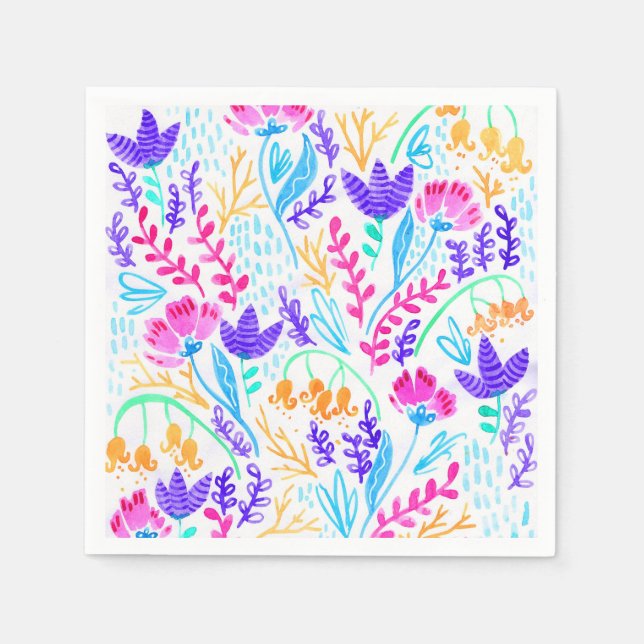 Niedliche farbige Blume Serviette (Vorderseite)