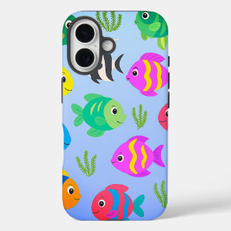 Niedliche Farbige Cartoon Fischmuster | Kids Ocean iPhone 16 Hülle