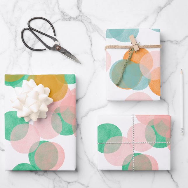 Niedliche Farbige Confetti Dots Abstrakt Wasserfar Geschenkpapier Set (Vorderseite)