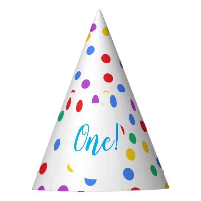 Niedliche Farbige Confetti Dots Geburtstag Partyhütchen (Vorderseite)