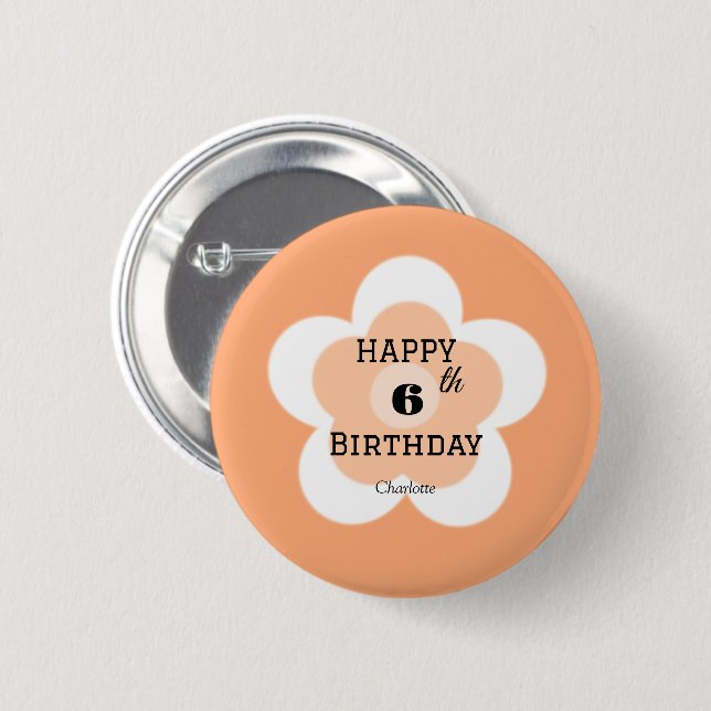 Niedliche farbige Daisy Blume Muster Geburtsname Button (Vorne & Hinten)