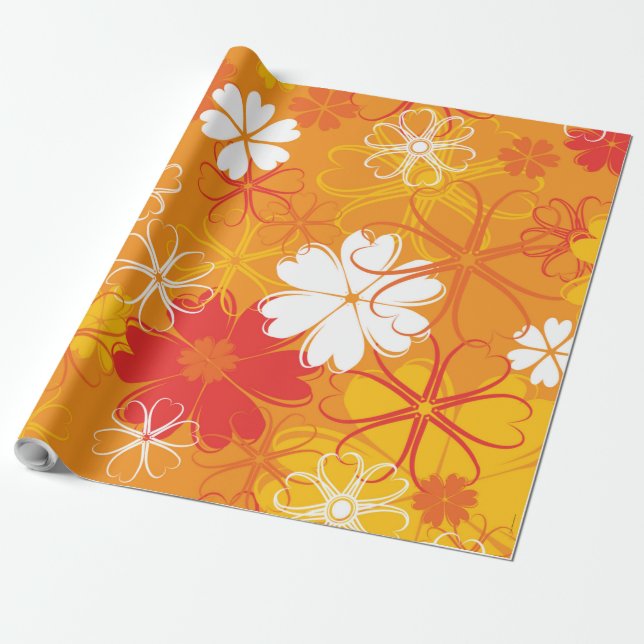 Niedliche farbige Daisy Illustration Blumenmuster Geschenkpapier (Ungerollt)