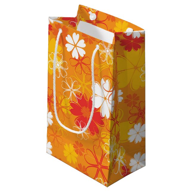 Niedliche farbige Daisy Illustration Blumenmuster Kleine Geschenktüte (Vorderseite Schrägansicht)