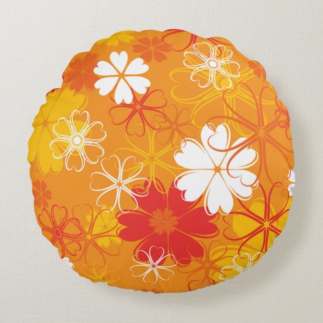 Niedliche farbige Daisy Illustration Blumenmuster Rundes Kissen (Vorderseite)