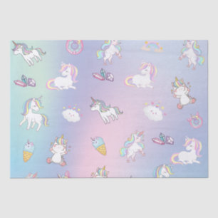 Niedliche farbige Einhornpastellblume Regenbogen D Seidenpapier
