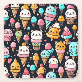 Niedliche, farbige Eistöcken Rechteckiger Pappuntersetzer