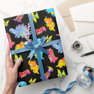 Niedliche Farbige Funny Unisex Black Baby Dinosaur Geschenkpapier