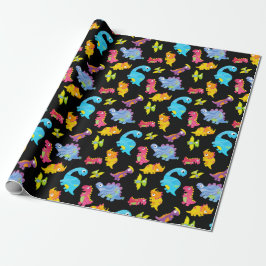 Niedliche Farbige Funny Unisex Black Baby Dinosaur Geschenkpapier