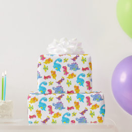 Niedliche Farbige Funny Unisex White Baby Dinosaur Geschenkpapier